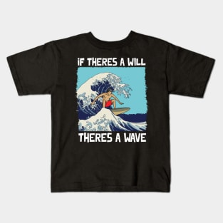 Surfer Surfing Board Sport Wave Water Surfer Girl Kids T-Shirt